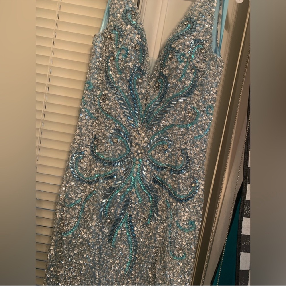 Blue and Silver Evening Gown - Picture 9 of 14